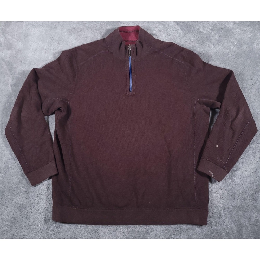 Tommy Bahama Sweater‎ Mens Large Reversible Half Zip Pullover Casual Paint